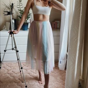 Unique Vintage Adora Small Pastel Tulle Rainbow Color Skirt